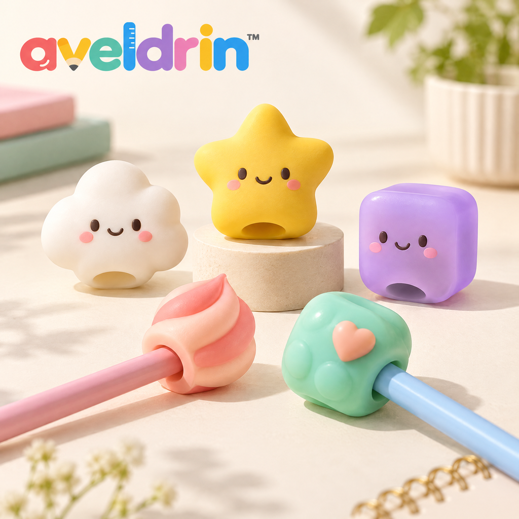 Aveldrin™ Cute Pencil Topper & Grip Set
