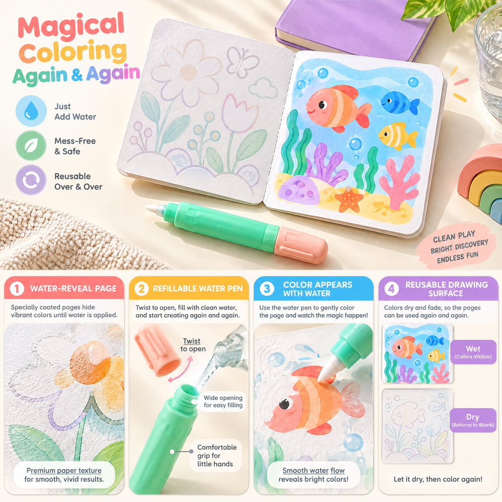 Aveldrin™ Reusable Water Painting Activity Book