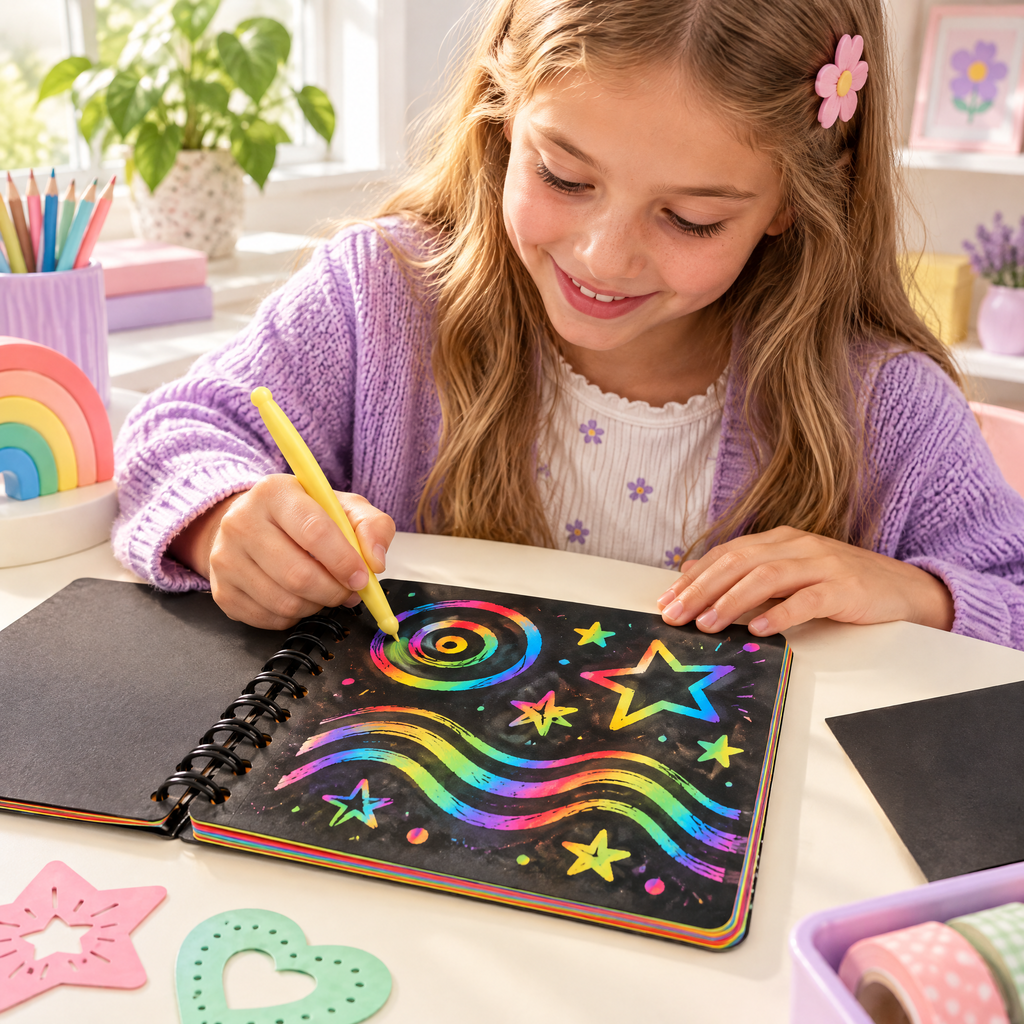 Aveldrin™ Rainbow Scratch Art Notebook