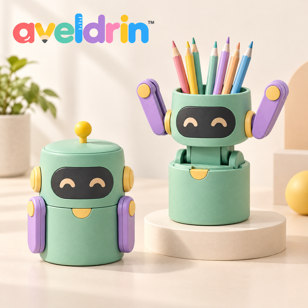 Aveldrin™ Robot Pop-Up Pencil Holder