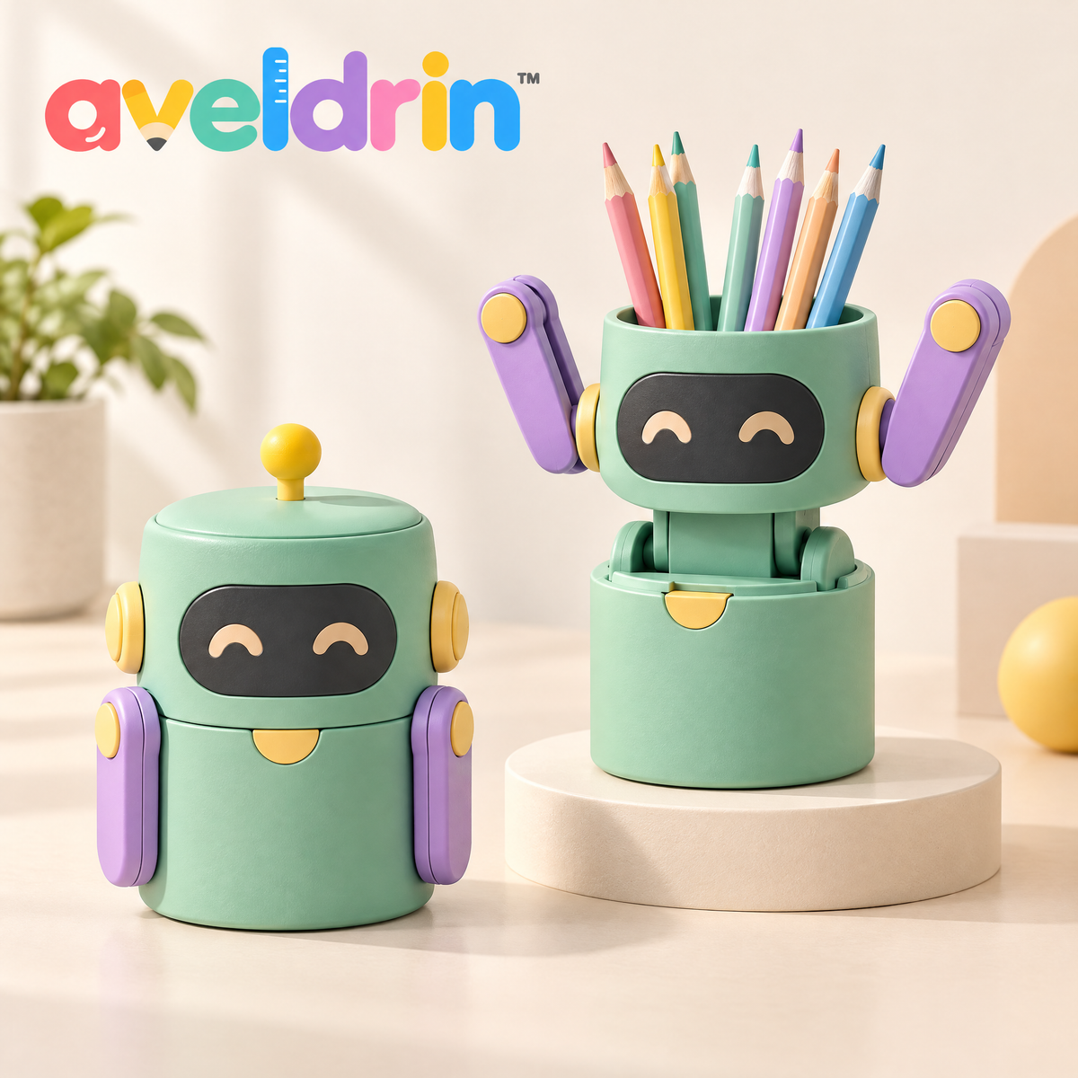 Aveldrin™ Robot Pop-Up Pencil Holder product image