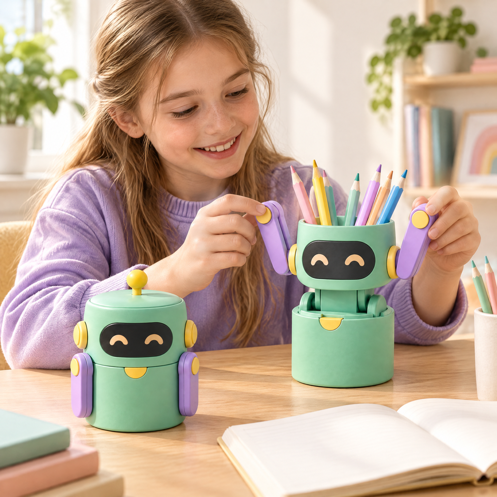 Aveldrin™ Robot Pop-Up Pencil Holder
