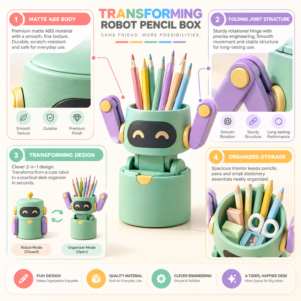 Aveldrin™ Robot Pop-Up Pencil Holder