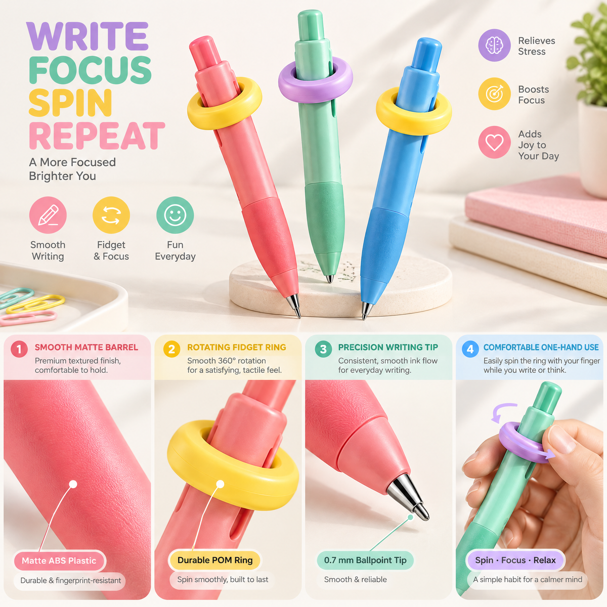 Aveldrin™ Fidget Ring Pen Set
