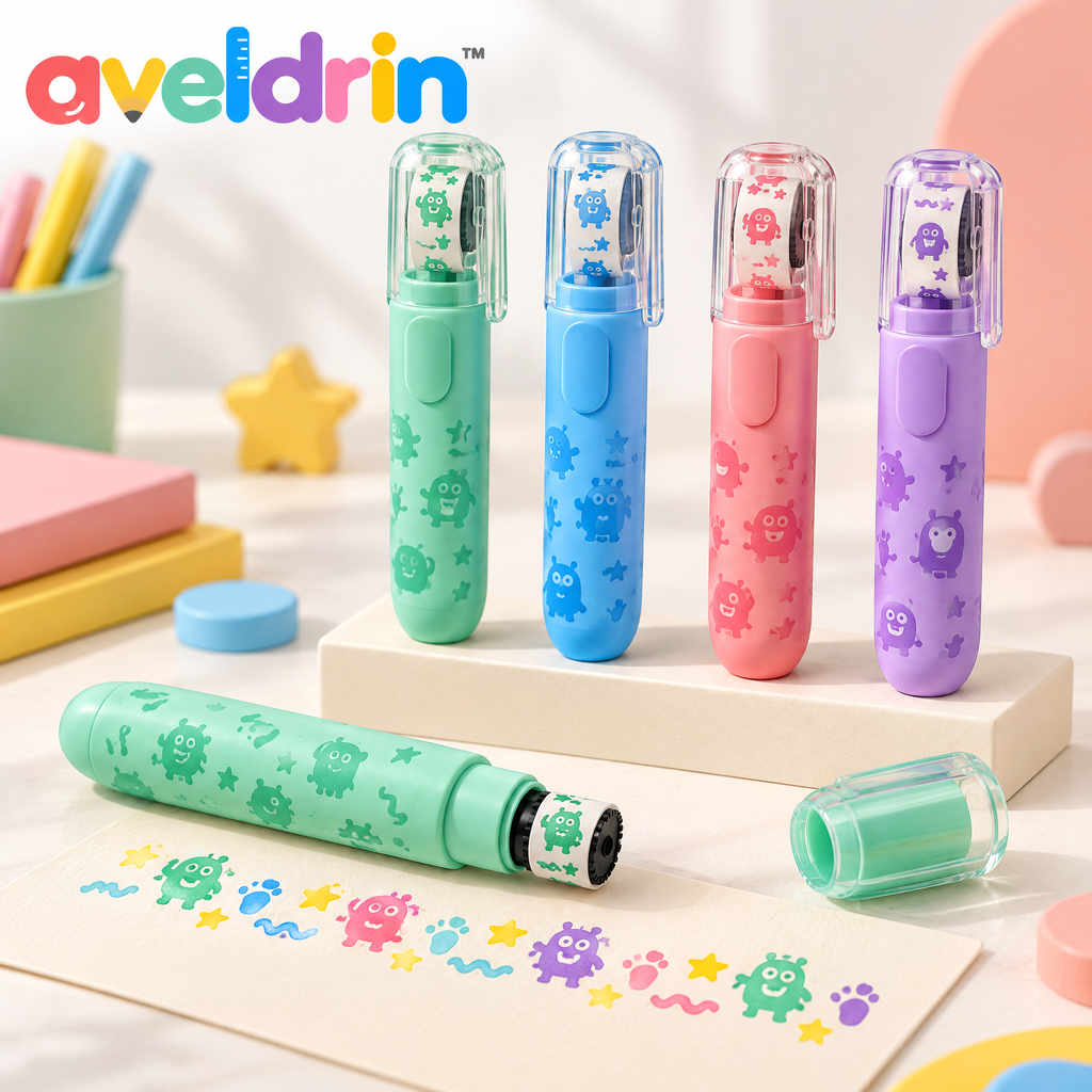 Aveldrin™ Cute Roller Stamp Pen Set