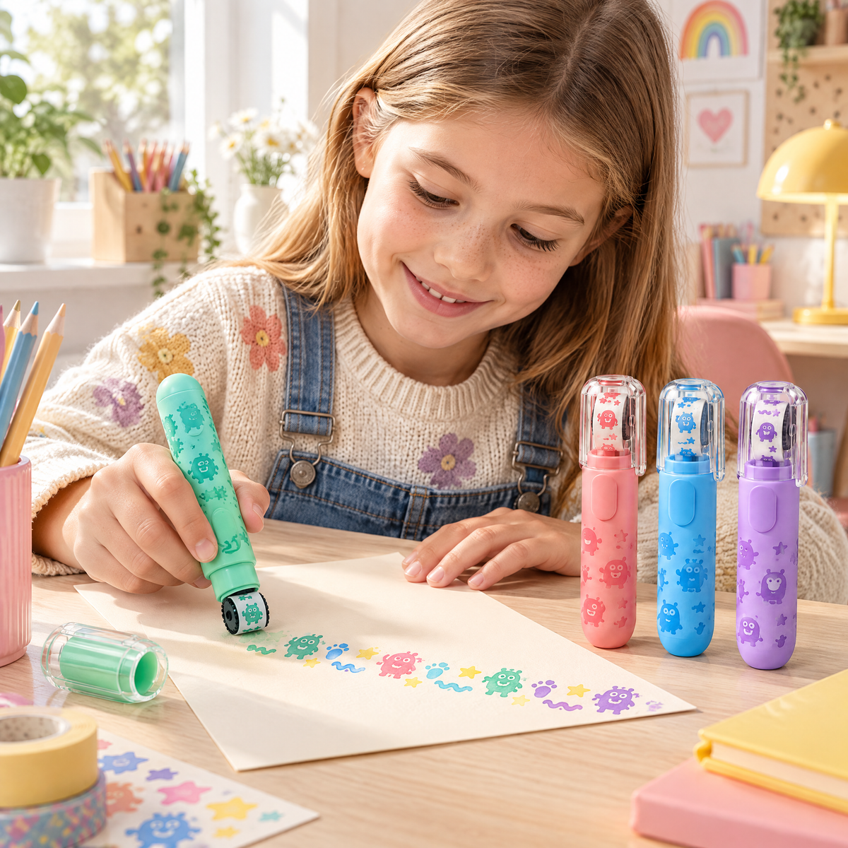 Aveldrin™ Cute Roller Stamp Pen Set