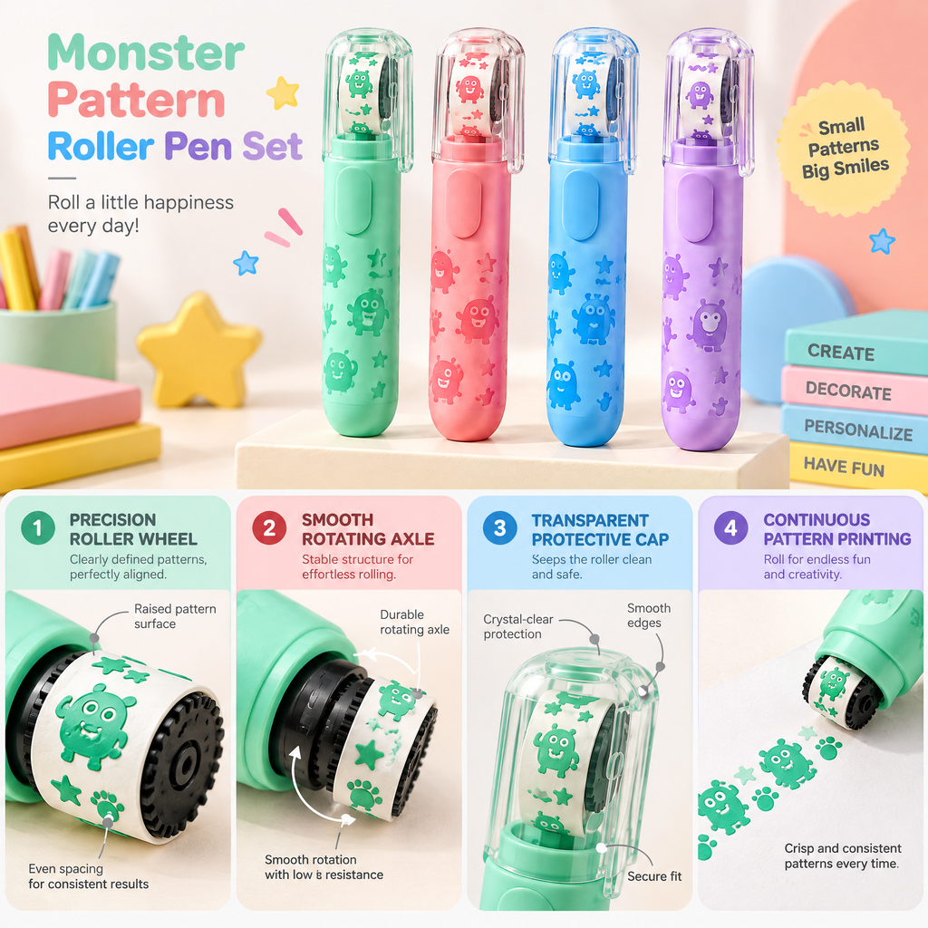 Aveldrin™ Cute Roller Stamp Pen Set